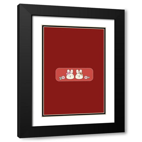 Bunny Bunny Love Black Modern Wood Framed Art Print with Double Matting by Thai, Xuan