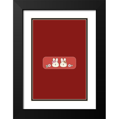 Bunny Bunny Love Black Modern Wood Framed Art Print with Double Matting by Thai, Xuan