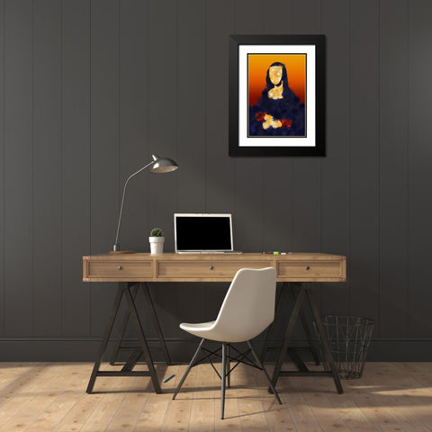 Furry Mona Black Modern Wood Framed Art Print with Double Matting by Harstedt, Tomas