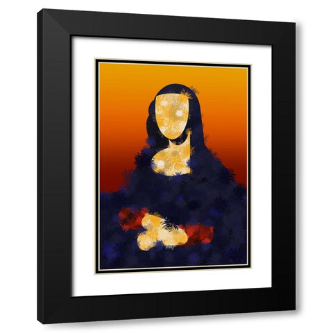 Furry Mona Black Modern Wood Framed Art Print with Double Matting by Harstedt, Tomas