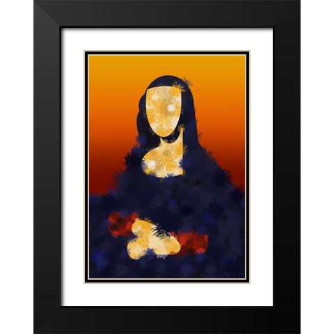 Furry Mona Black Modern Wood Framed Art Print with Double Matting by Harstedt, Tomas