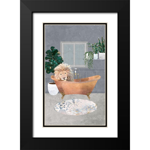 Leo Lion in Copper Bath Black Modern Wood Framed Art Print with Double Matting by Manovski, Sarah