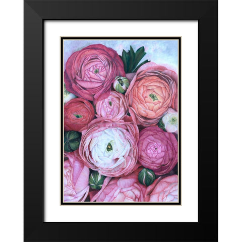 Arleth ranunculus bouquet in cold pink Black Modern Wood Framed Art Print with Double Matting by Laiz Blursbyai, Rosana