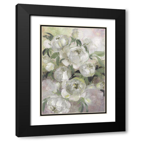 Sady painterly florals in green Black Modern Wood Framed Art Print with Double Matting by Laiz Blursbyai, Rosana