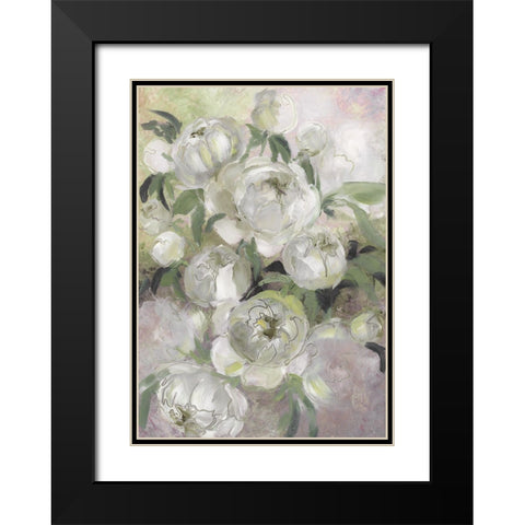 Sady painterly florals in green Black Modern Wood Framed Art Print with Double Matting by Laiz Blursbyai, Rosana