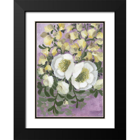 Raelynna painterly florals Black Modern Wood Framed Art Print with Double Matting by Laiz Blursbyai, Rosana