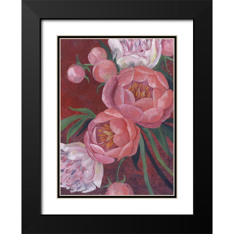 Nevaeh peonies Black Modern Wood Framed Art Print with Double Matting by Laiz Blursbyai, Rosana