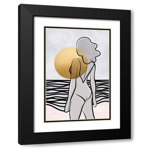 Maika and the sea Black Modern Wood Framed Art Print with Double Matting by Laiz Blursbyai, Rosana
