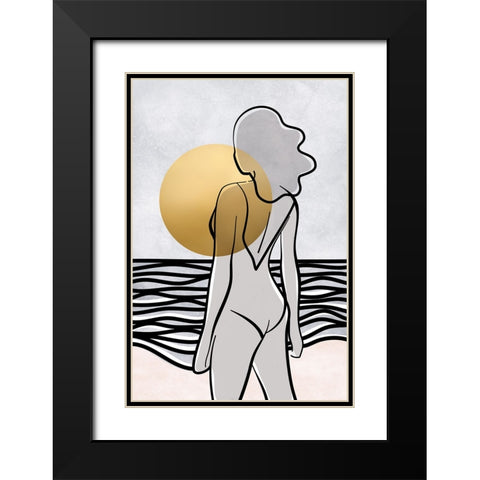 Maika and the sea Black Modern Wood Framed Art Print with Double Matting by Laiz Blursbyai, Rosana