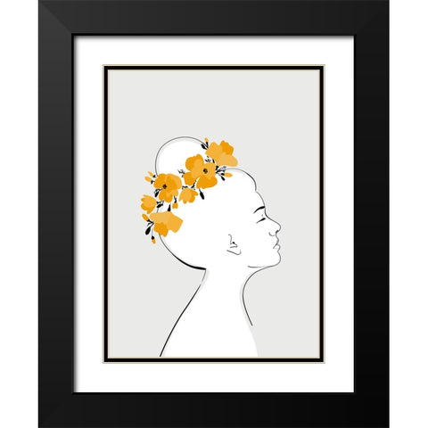 Floral Sanyu portrait Black Modern Wood Framed Art Print with Double Matting by Laiz Blursbyai, Rosana
