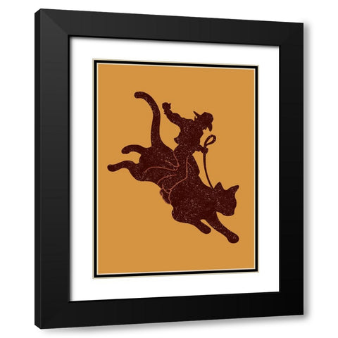 Rodeo Cat Black Modern Wood Framed Art Print with Double Matting by Lawless, Adam