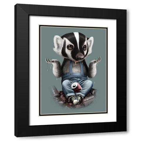 Badger Chill Black Modern Wood Framed Art Print with Double Matting by Lawless, Adam