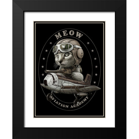 Meow Academy Black Modern Wood Framed Art Print with Double Matting by Lawless, Adam