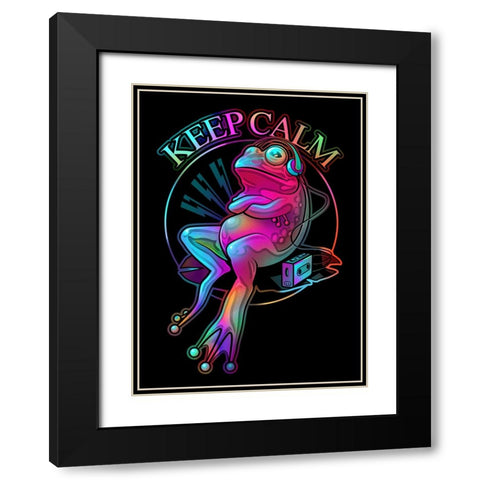Frog Loves Music Black Modern Wood Framed Art Print with Double Matting by Lawless, Adam