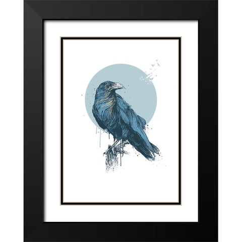 Blue crow Black Modern Wood Framed Art Print with Double Matting by Solti, Balazs