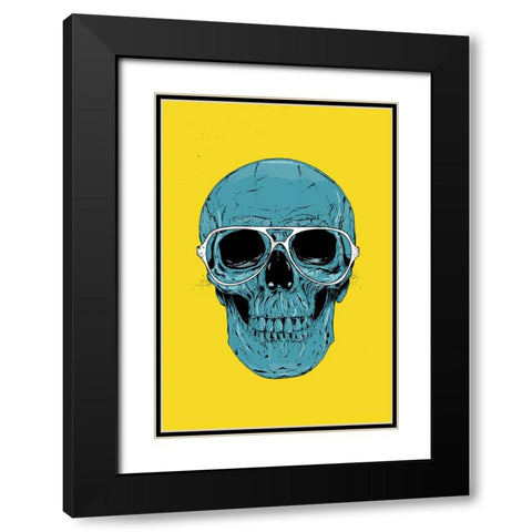 Blue Skull Black Modern Wood Framed Art Print with Double Matting by Solti, Balazs