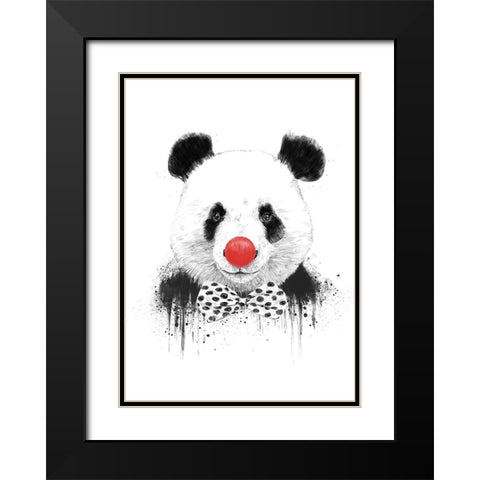 Clown panda Black Modern Wood Framed Art Print with Double Matting by Solti, Balazs