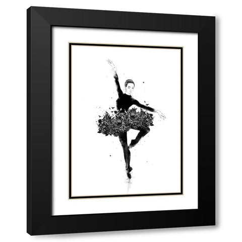 Floral dance Black Modern Wood Framed Art Print with Double Matting by Solti, Balazs