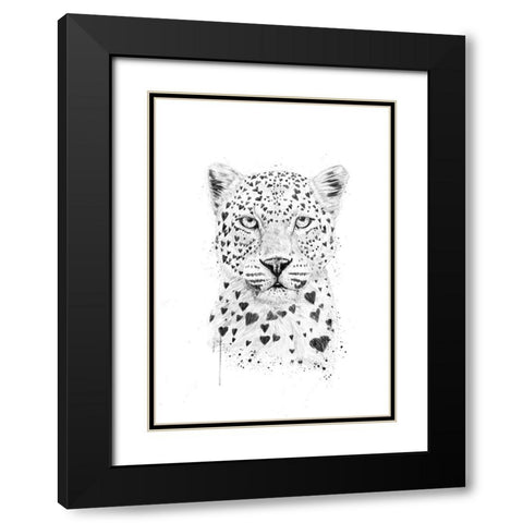 Lovely leopard Black Modern Wood Framed Art Print with Double Matting by Solti, Balazs
