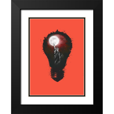 New York City Lights Black Modern Wood Framed Art Print with Double Matting by Solti, Balazs