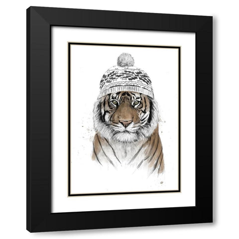 Siberian tiger Black Modern Wood Framed Art Print with Double Matting by Solti, Balazs