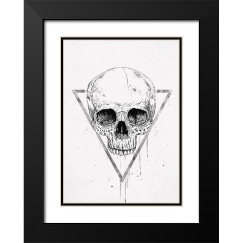 Skull in a triangle (bw) Black Modern Wood Framed Art Print with Double Matting by Solti, Balazs