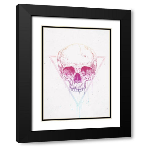 Skull in a triangle Black Modern Wood Framed Art Print with Double Matting by Solti, Balazs