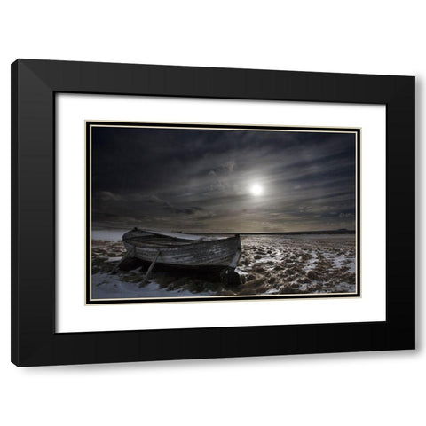 Old Boat Black Modern Wood Framed Art Print with Double Matting by Ingibergsson, Bragi