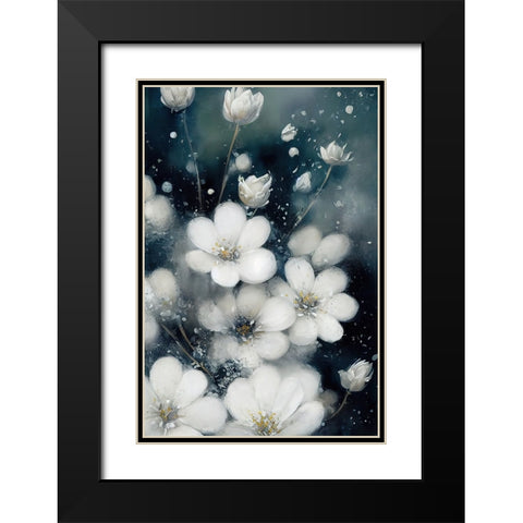Frozen Flowers Black Modern Wood Framed Art Print with Double Matting by Treechild