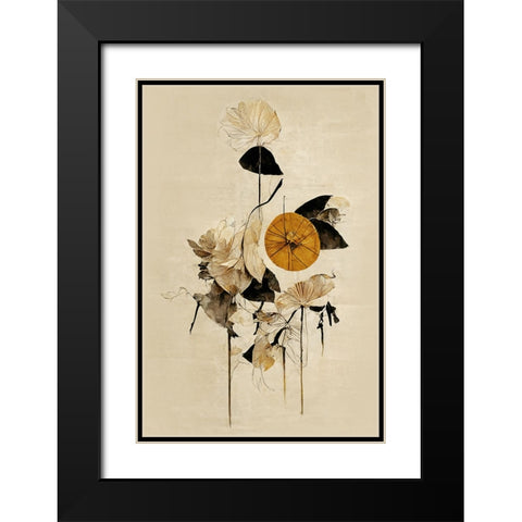 The Golden Wheel Black Modern Wood Framed Art Print with Double Matting by Treechild