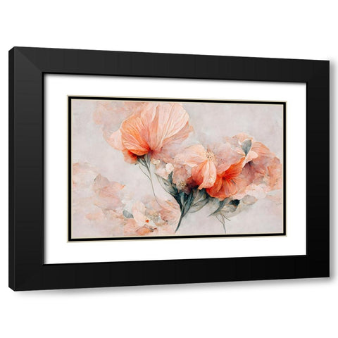Wild Flowers On Beige Background Black Modern Wood Framed Art Print with Double Matting by Treechild