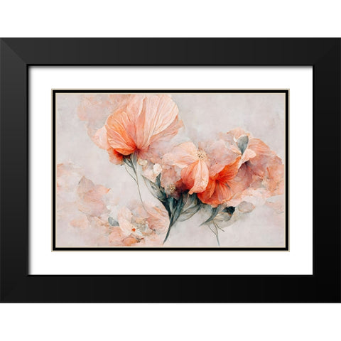 Wild Flowers On Beige Background Black Modern Wood Framed Art Print with Double Matting by Treechild