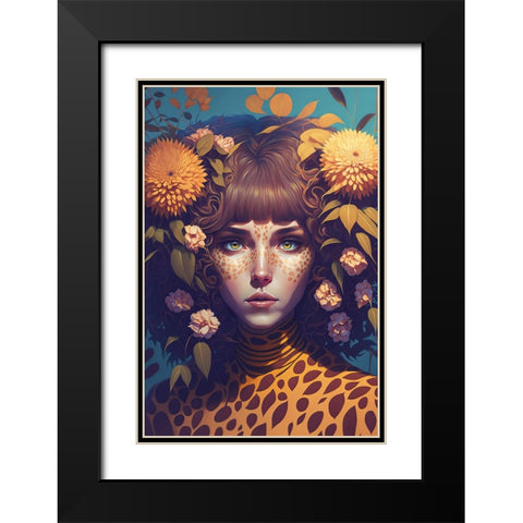 Leo Woman Black Modern Wood Framed Art Print with Double Matting by Treechild