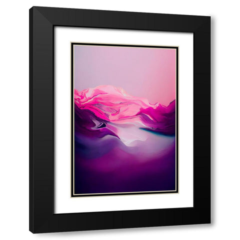 Purple Wave Black Modern Wood Framed Art Print with Double Matting by Treechild