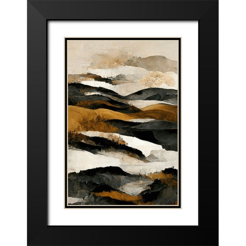 Ochre And Beige Mountains Black Modern Wood Framed Art Print with Double Matting by Treechild