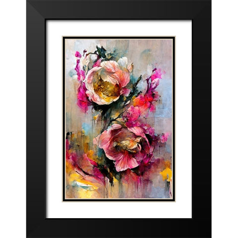 Wild Roses Black Modern Wood Framed Art Print with Double Matting by Treechild