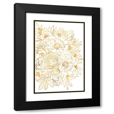 Nanette floral art in gold Black Modern Wood Framed Art Print with Double Matting by Laiz Blursbyai, Rosana