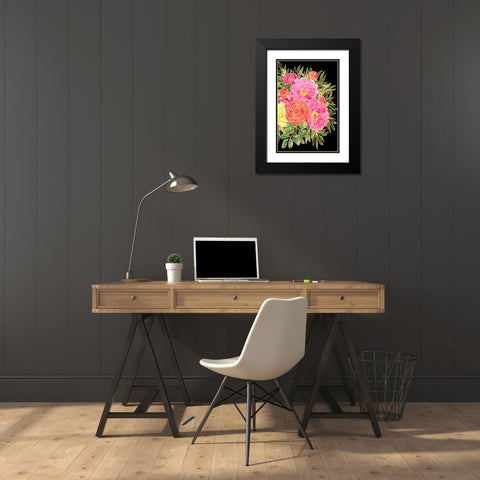 Nanette floral art in bright colors Black Modern Wood Framed Art Print with Double Matting by Laiz Blursbyai, Rosana