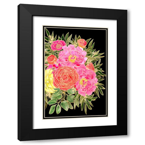 Nanette floral art in bright colors Black Modern Wood Framed Art Print with Double Matting by Laiz Blursbyai, Rosana