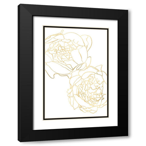 Sallys peonies in gold Black Modern Wood Framed Art Print with Double Matting by Laiz Blursbyai, Rosana