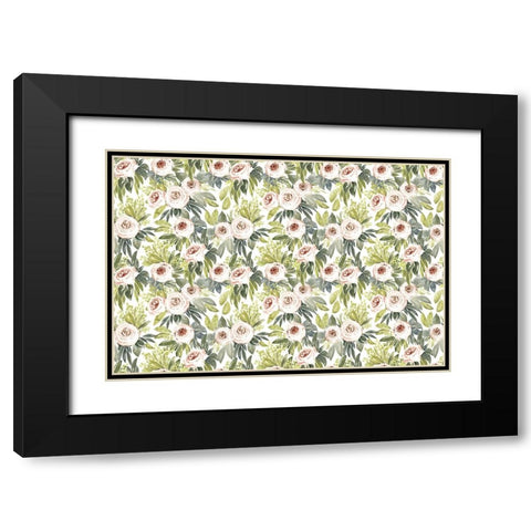 Ananada watercolor botanical pattern Black Modern Wood Framed Art Print with Double Matting by Laiz Blursbyai, Rosana