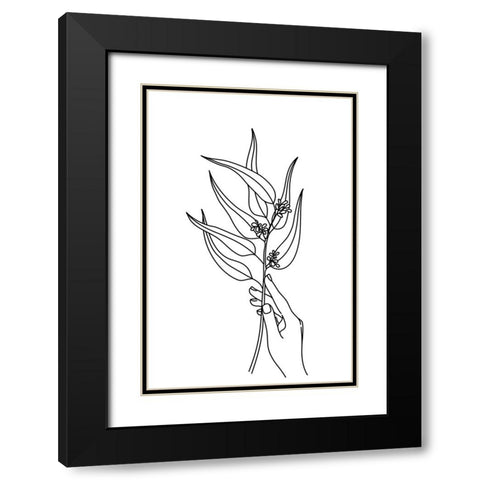 Seeded eucalyptus line art Black Modern Wood Framed Art Print with Double Matting by Laiz Blursbyai, Rosana