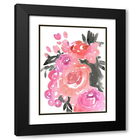 Maeko loose watercolor florals II Black Modern Wood Framed Art Print with Double Matting by Laiz Blursbyai, Rosana