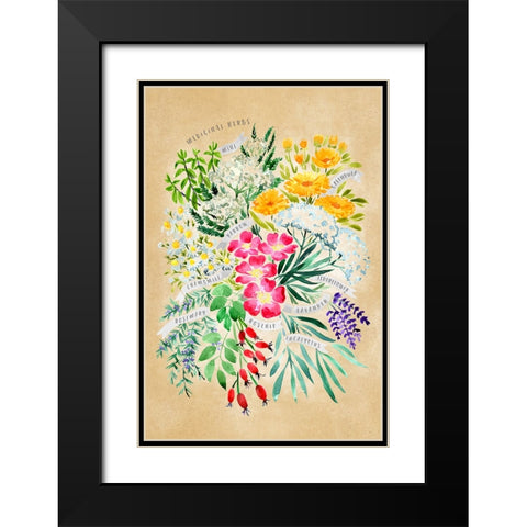 Medicinal herbs in vintage sepia Black Modern Wood Framed Art Print with Double Matting by Laiz Blursbyai, Rosana
