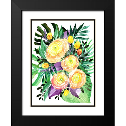 Lola tropical bouquet Black Modern Wood Framed Art Print with Double Matting by Laiz Blursbyai, Rosana