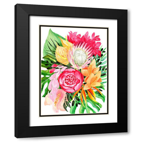 Celia tropical bouquet Black Modern Wood Framed Art Print with Double Matting by Laiz Blursbyai, Rosana