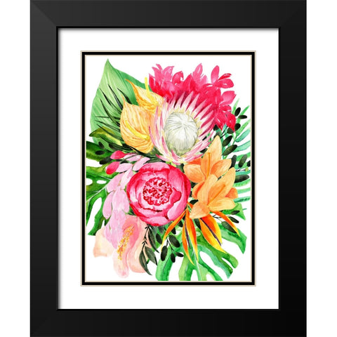 Celia tropical bouquet Black Modern Wood Framed Art Print with Double Matting by Laiz Blursbyai, Rosana
