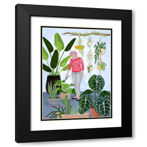 My home jungle in blue Black Modern Wood Framed Art Print with Double Matting by Laiz Blursbyai, Rosana