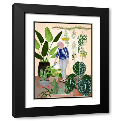My home jungle in coral Black Modern Wood Framed Art Print with Double Matting by Laiz Blursbyai, Rosana