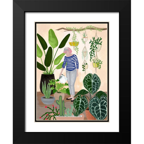 My home jungle in coral Black Modern Wood Framed Art Print with Double Matting by Laiz Blursbyai, Rosana